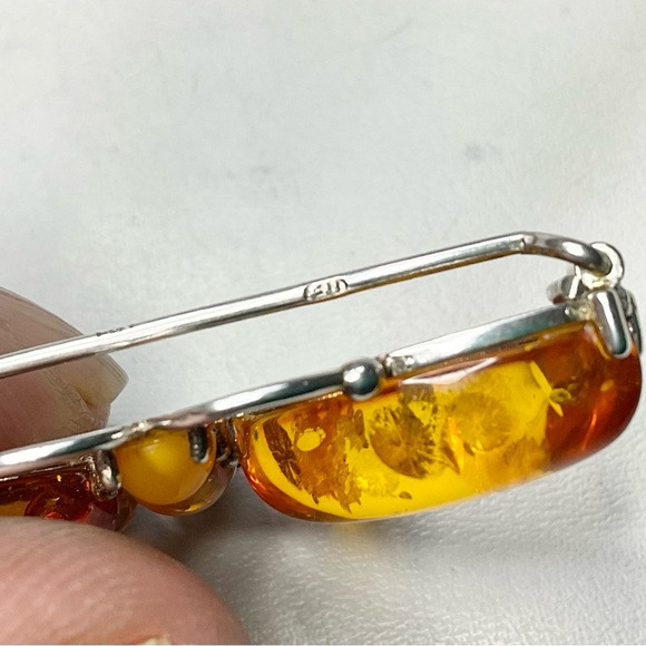 Sterling Silver Amber Butterfly Brooch Poland - Picture 5 of 8